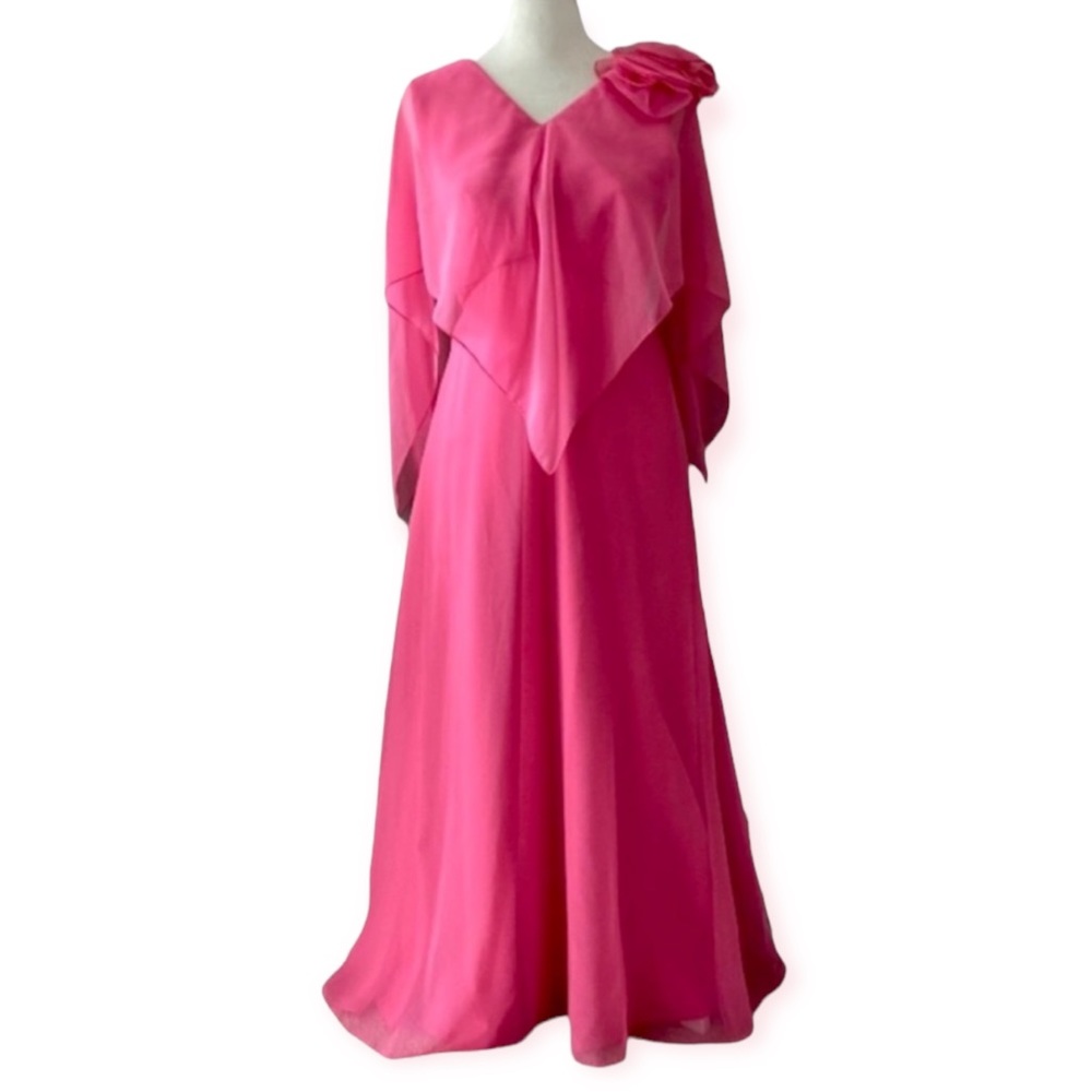 Vintage 60s / 70s Flowy Pink Maxi Dress - size women's small to extra small XS